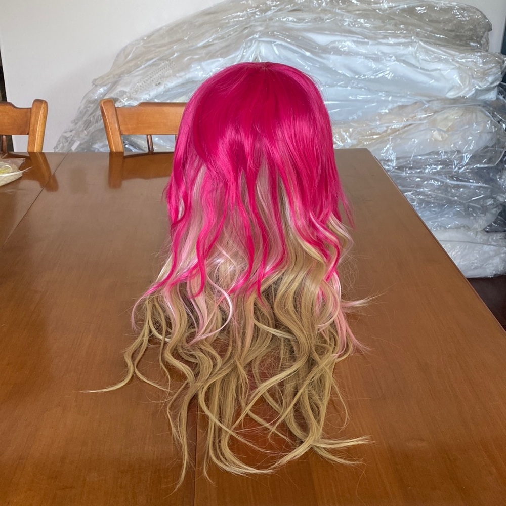Hot Pink Soft Pink Bubble Pink dirty blonde Wig Cosplay Costume